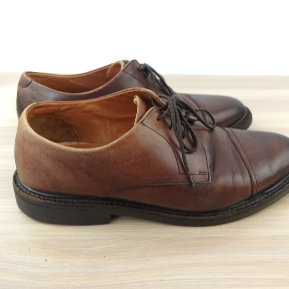 Vintage POLO Ralph Lauren Cap Toe Shoes Mens 10 D Tan Full Grain Calfskin VIBRAM